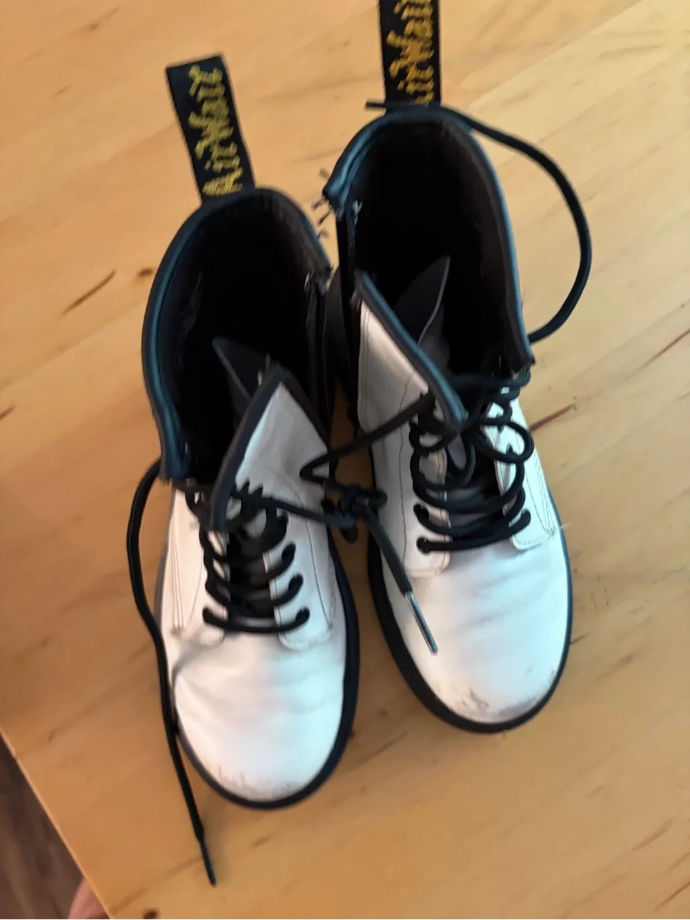 Dr. Martens White and Black Lace-Up Boots